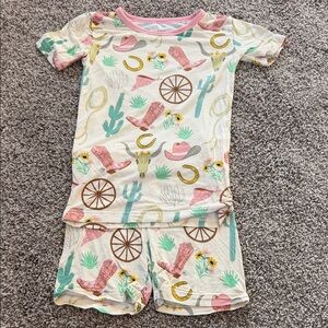 Little Sleepies Pink, Mint & Cream Western Print Short Pajama Set